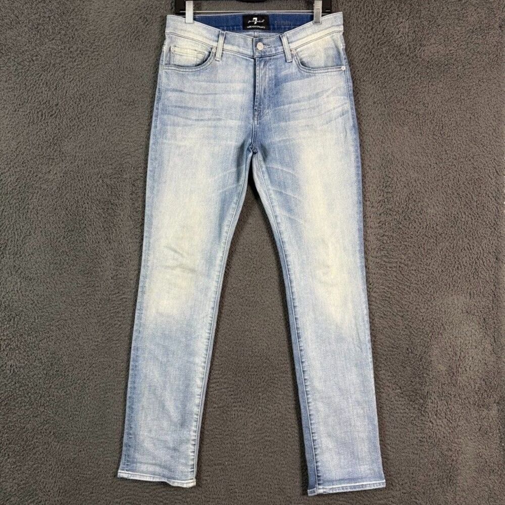 7 For All Mankind Jeans Mens 30x33 Blue Slimmy Light Wash Luxe Performance